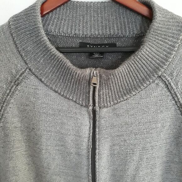 Synrgy Cardigan Sweatshirt Sweater Men’s 2XLT Full Zip Grey Heavy Knit - Picture 3 of 12